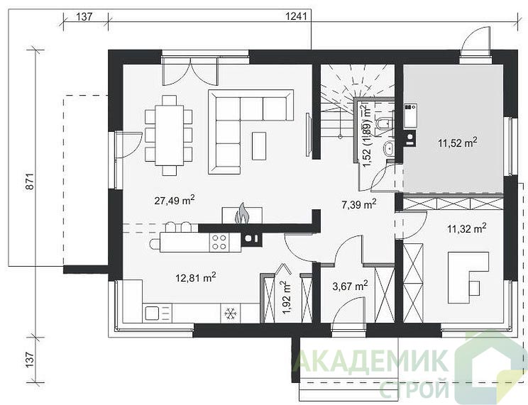 Двухэтажный дом 12х9 - 141.79 м2 — вид 3