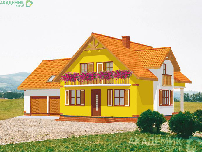 Двухэтажный дом 15х11 - 201.01 м2 — вид 1
