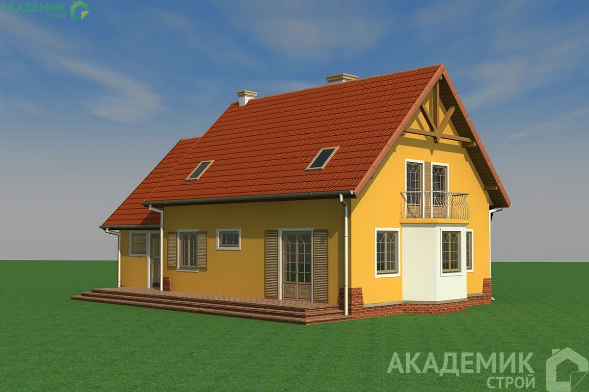 Двухэтажный дом 15х10 - 173.29 м2 — вид 3