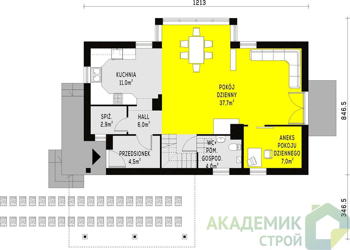 Двухэтажный дом 12х8 - 132.4 м2 — вид 3