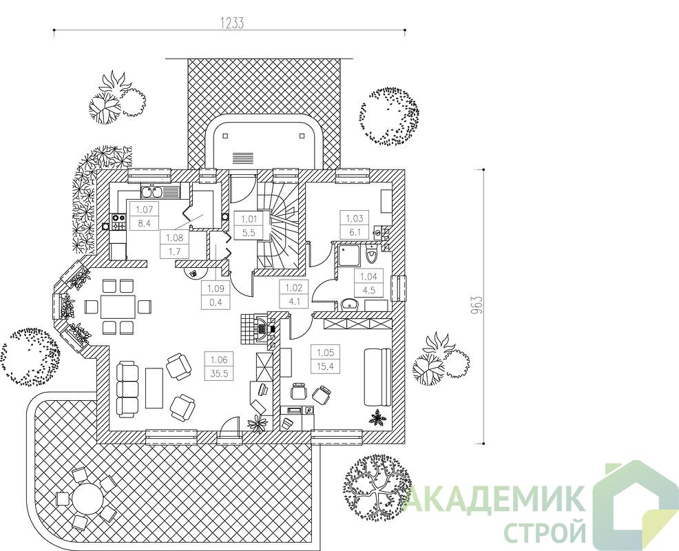 Двухэтажный дом 12х10 - 152 м2 — вид 3