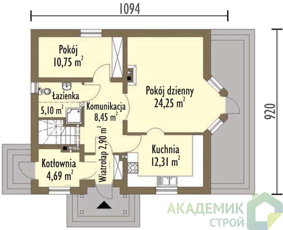 Двухэтажный дом 11х10 - 137.1 м2 — вид 2