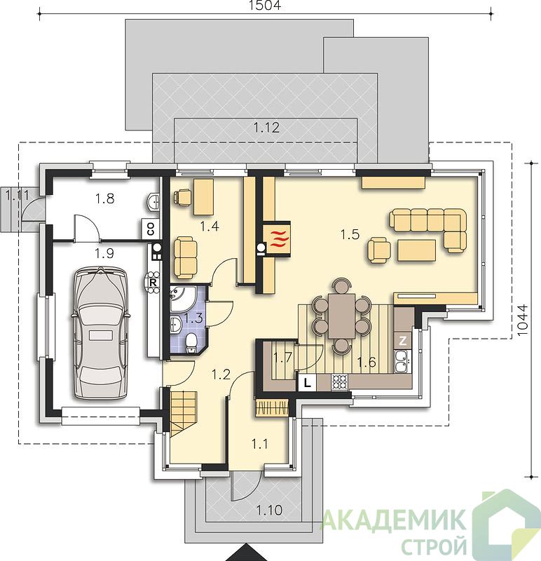 Двухэтажный дом 15х13 - 173.17 м2 — вид 3