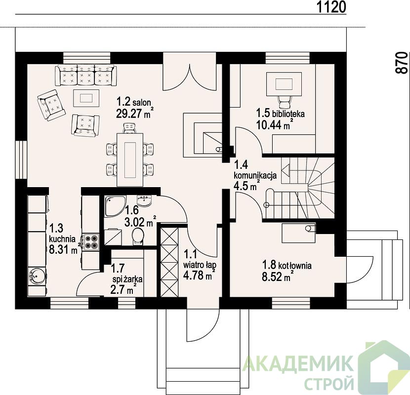 Двухэтажный дом 11х9 - 130.95 м2 — вид 3