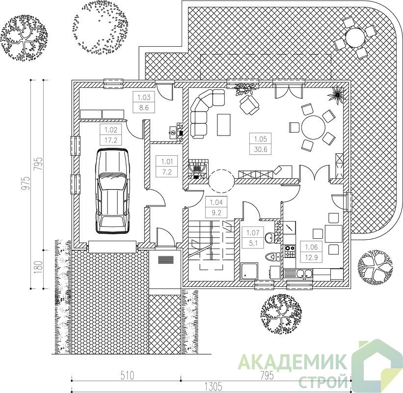 Двухэтажный дом 13х10 - 162.7 м2 — вид 3