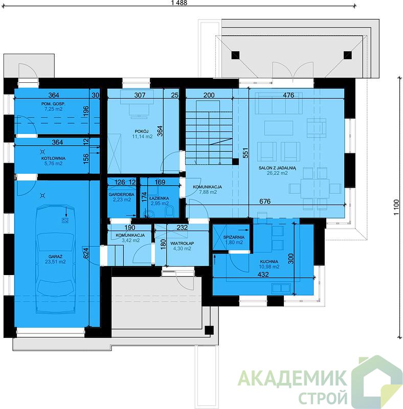 Двухэтажный дом 15х11 - 203.1 м2 — вид 3