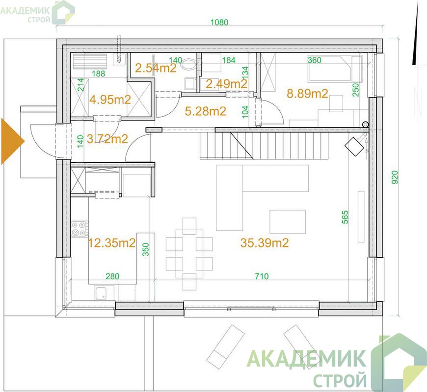 Двухэтажный дом 11х9 - 146.7 м2 — вид 3