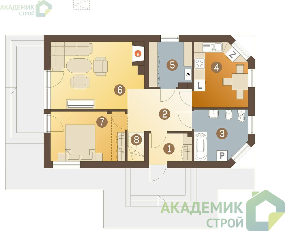 Двухэтажный дом 7х12 - 96.9 м2 — вид 3