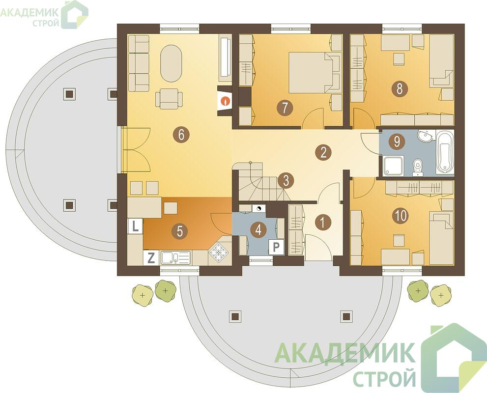 Двухэтажный дом 13х10 - 140.8 м2 — вид 3
