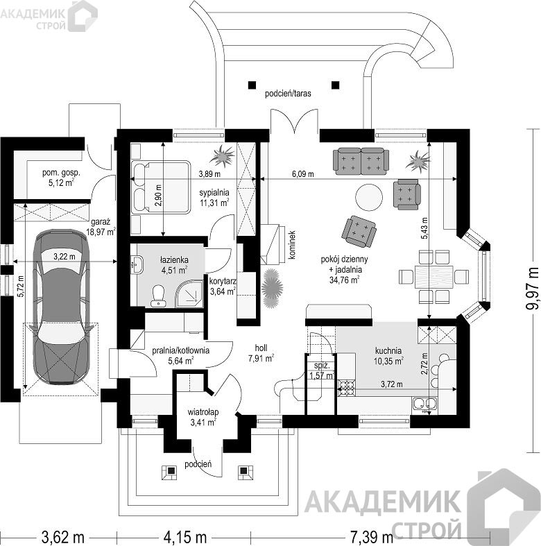 Двухэтажный дом 15х10 - 183.92 м2 — вид 3
