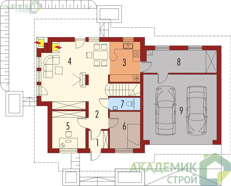 Двухэтажный дом 15х9 - 169.69 м2 — вид 3