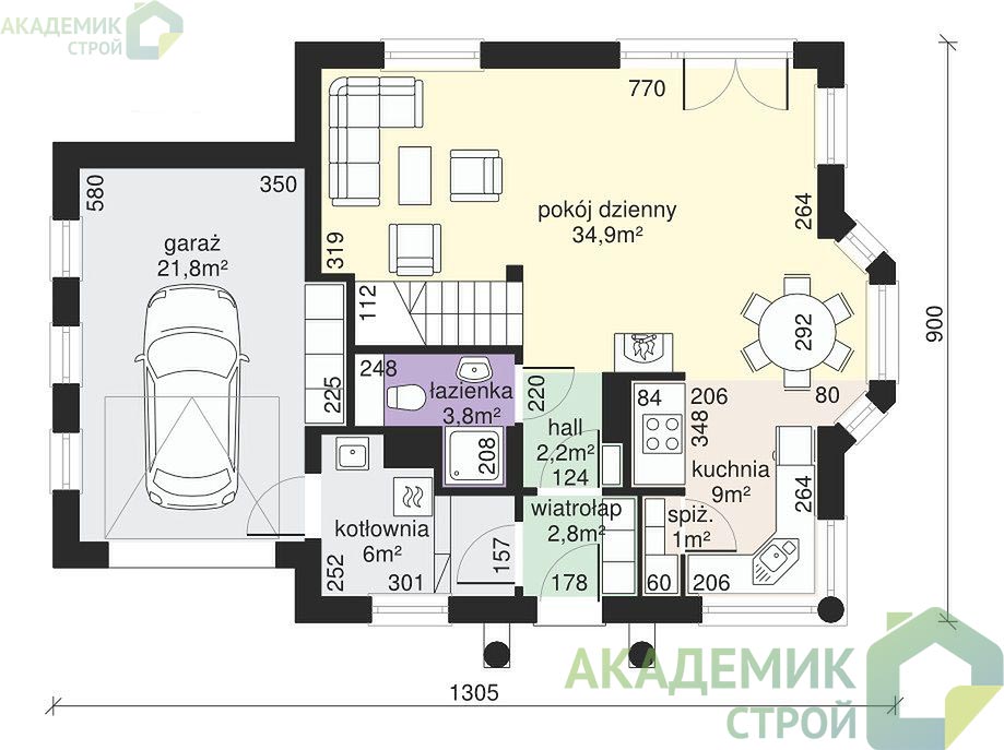 Двухэтажный дом 13х9 - 147.2 м2 — вид 3