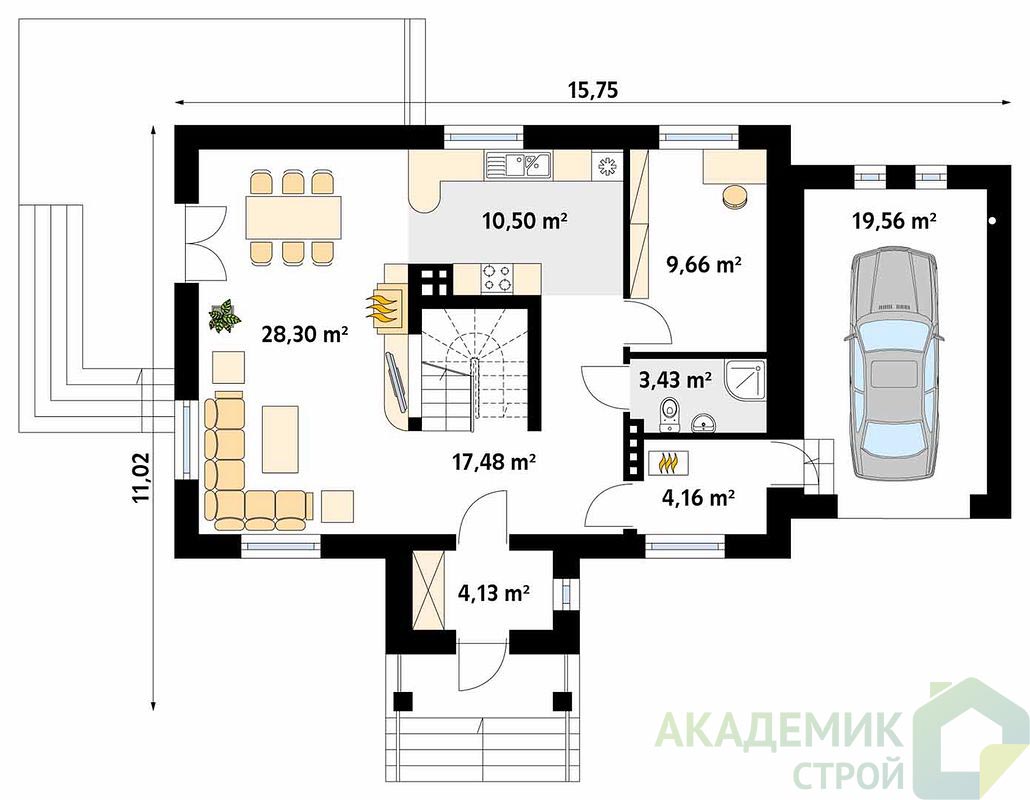 Двухэтажный дом 16х12 - 154.55 м2 — вид 3