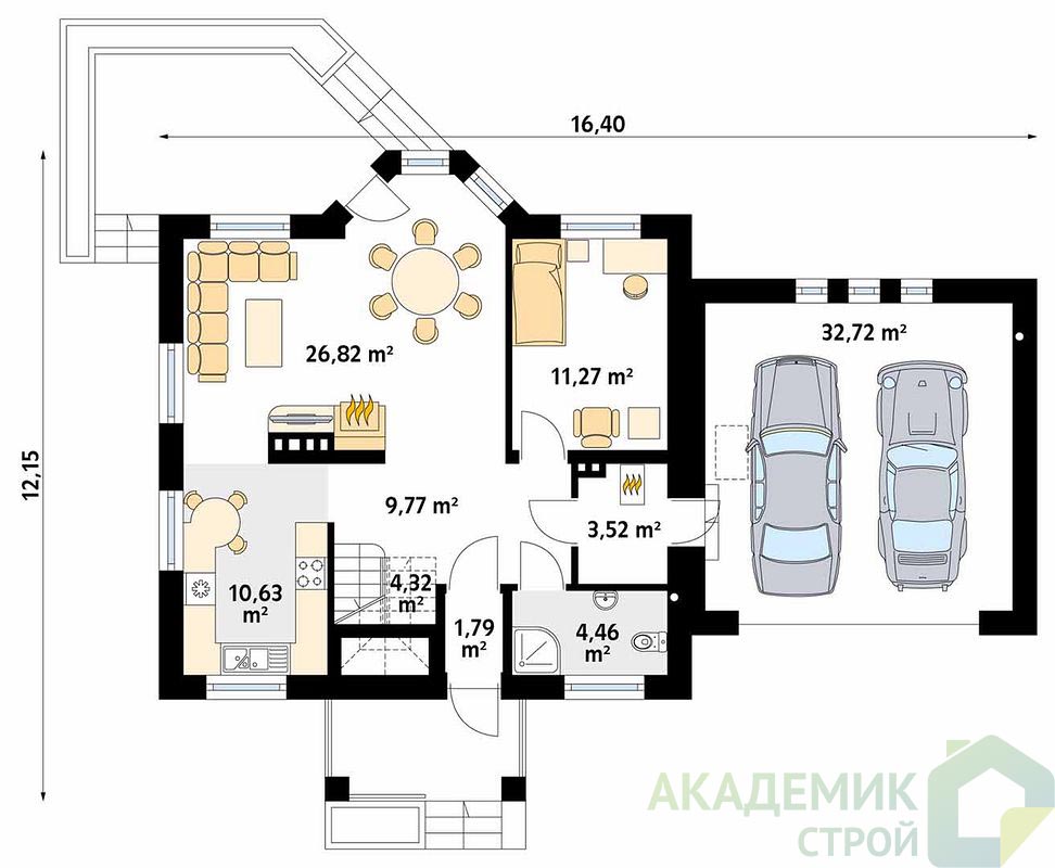 Двухэтажный дом 16х13 - 168.78 м2 — вид 3
