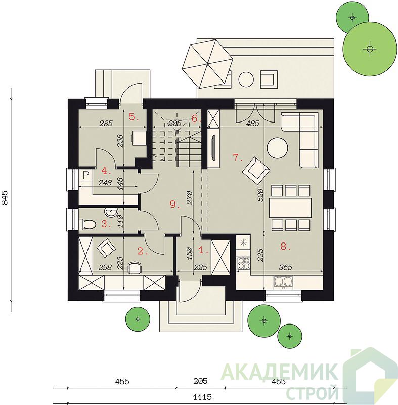 Двухэтажный дом 11х8 - 122.8 м2 — вид 3