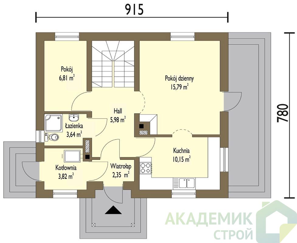 Двухэтажный дом 9х8 - 98.21 м2 — вид 3