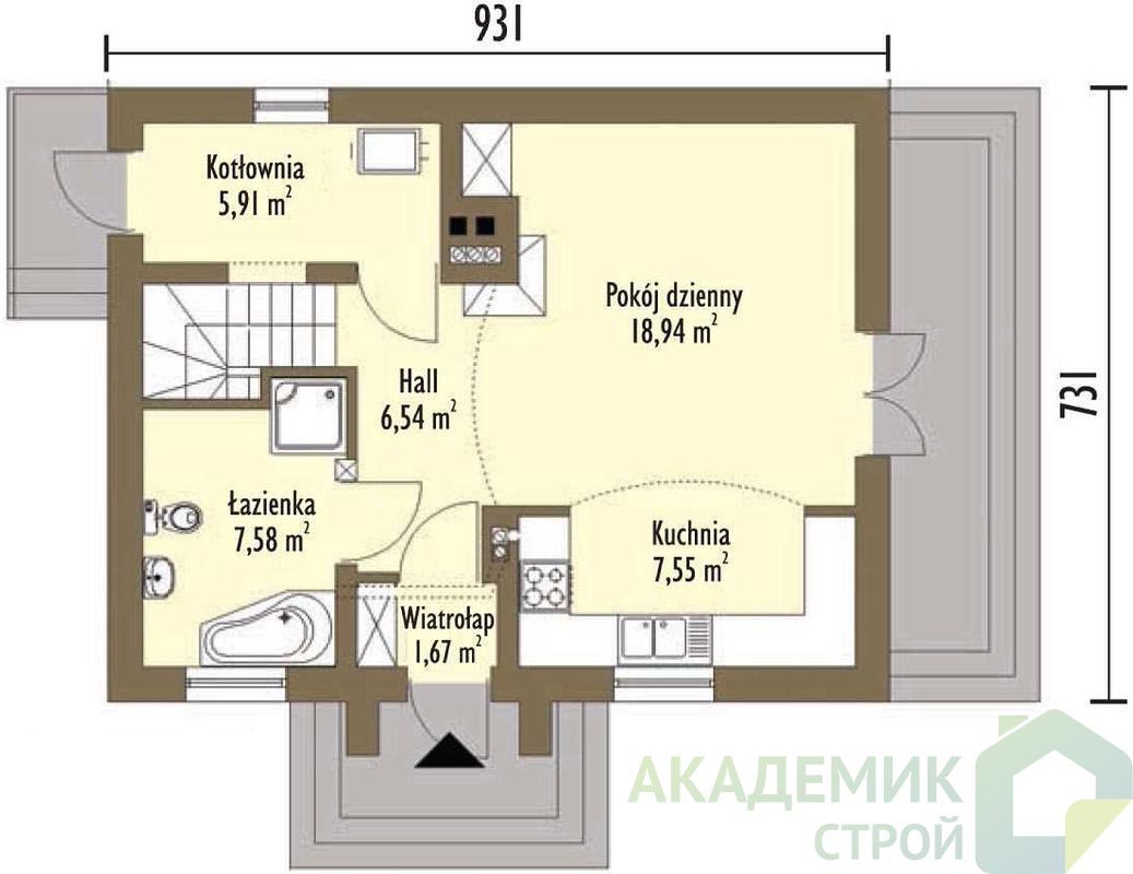 Двухэтажный дом 9х8 - 95.34 м2 — вид 2
