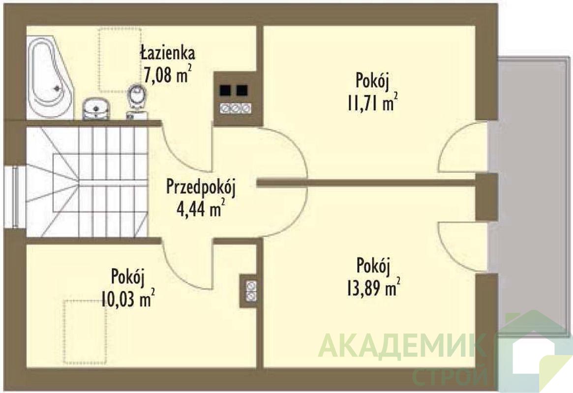 Двухэтажный дом 9х8 - 95.34 м2 — вид 3