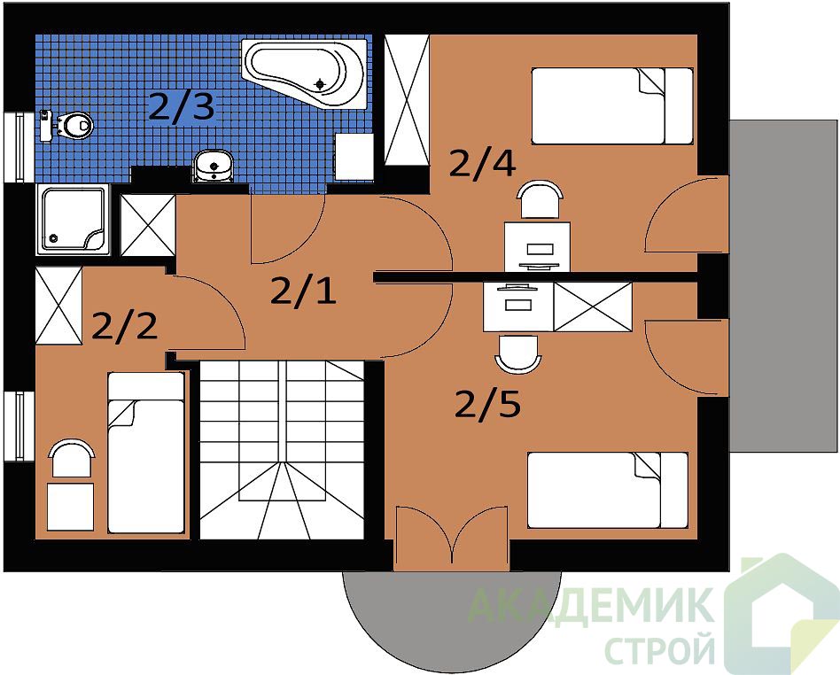 Двухэтажный дом 9х7 - 91.35 м2 — вид 3