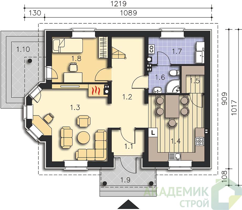 Двухэтажный дом 11х9 - 131.57 м2 — вид 3