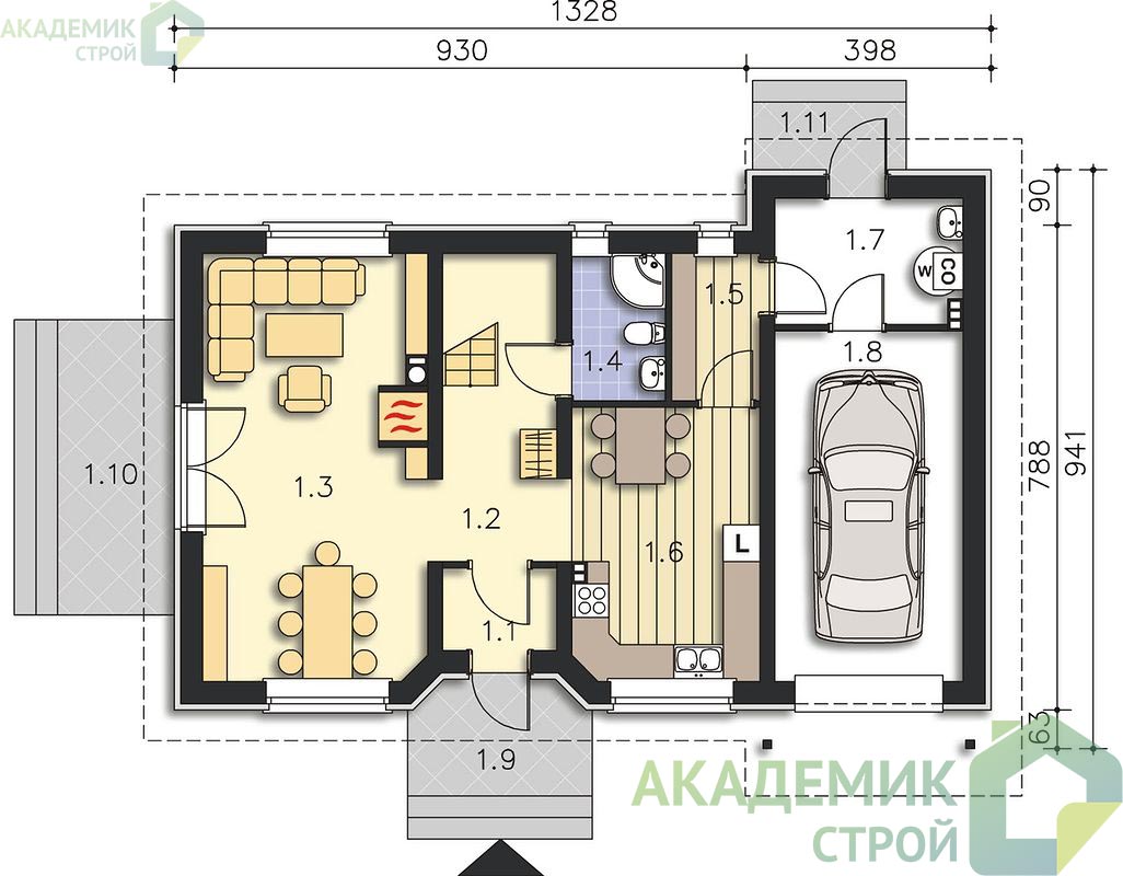 Двухэтажный дом 13х9 - 129.92 м2 — вид 3