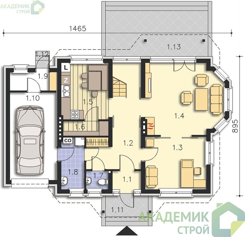 Двухэтажный дом 14х9 - 145.08 м2 — вид 3