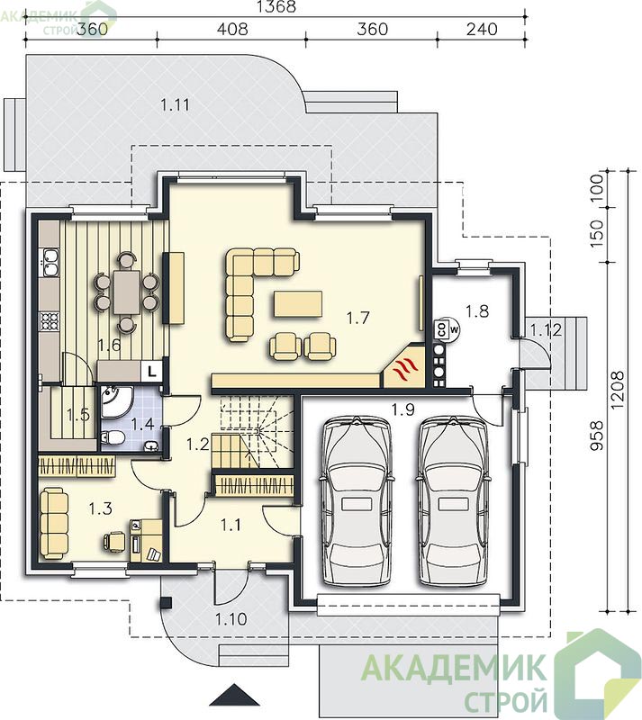 Двухэтажный дом 14х13 - 211.58 м2 — вид 3