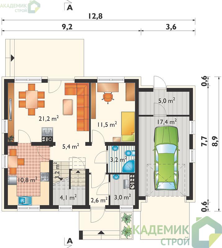 Двухэтажный дом 13х10 - 136.7 м2 — вид 3