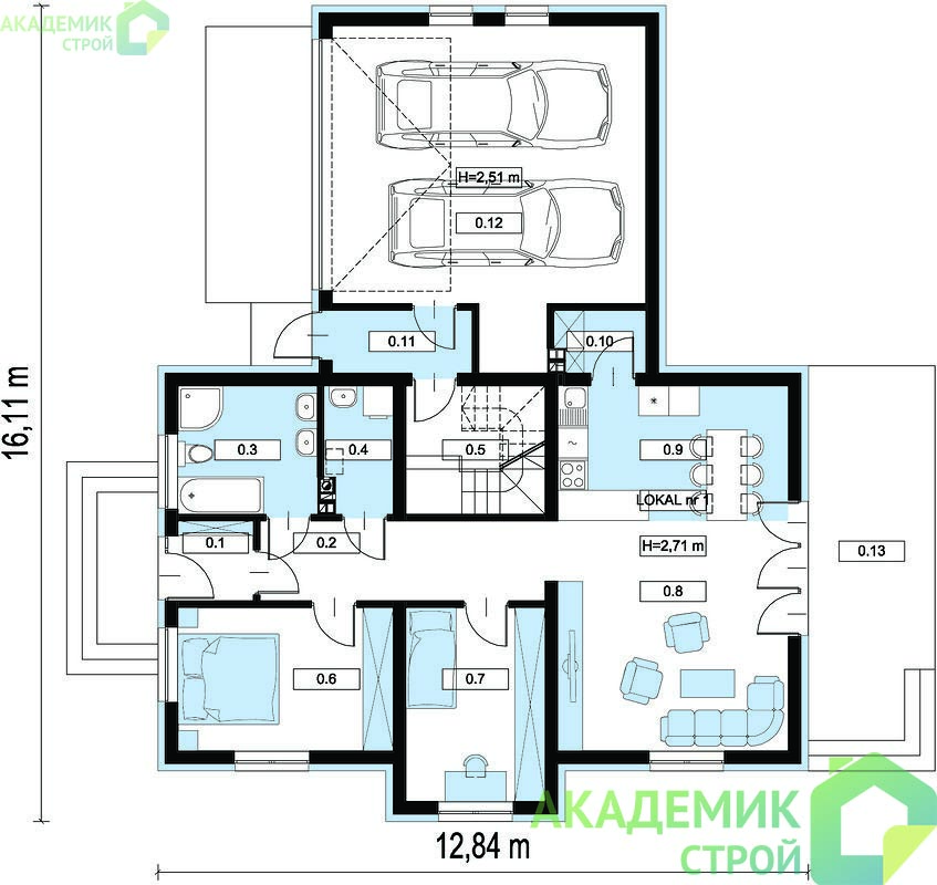 Двухэтажный дом 16х13 - 240.94 м2 — вид 3