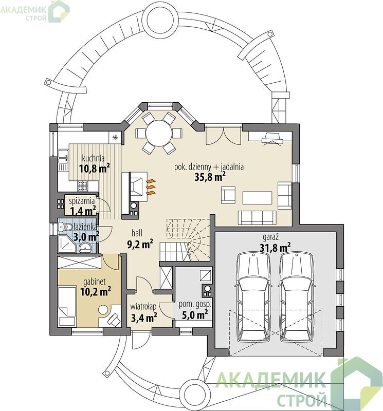 Двухэтажный дом 14х12 - 181.7 м2 — вид 3