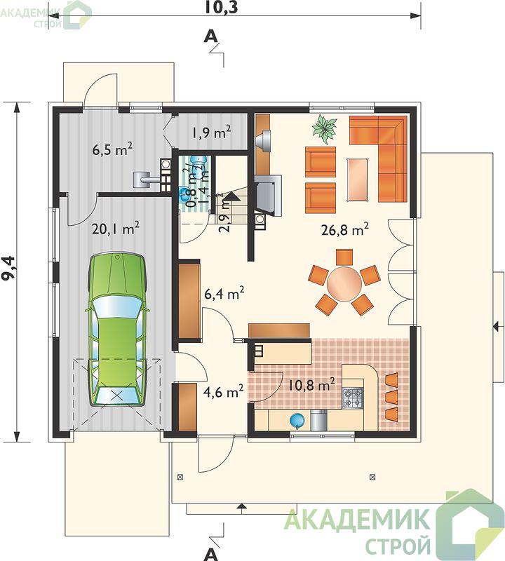 Двухэтажный дом 10х10 - 140 м2 — вид 3