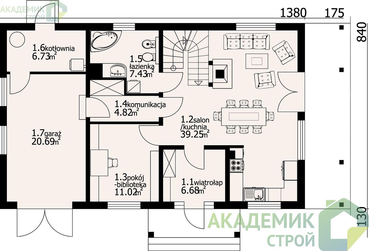 Двухэтажный дом 15х9 - 167.12 м2 — вид 3