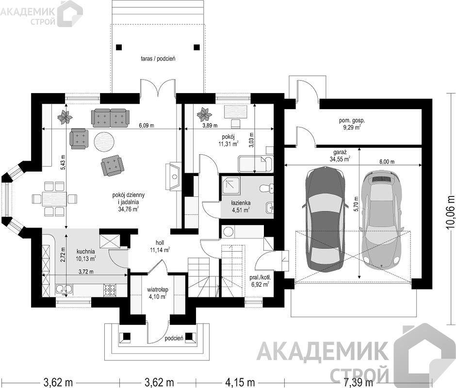 Двухэтажный дом 19х10 - 207.34 м2 — вид 3