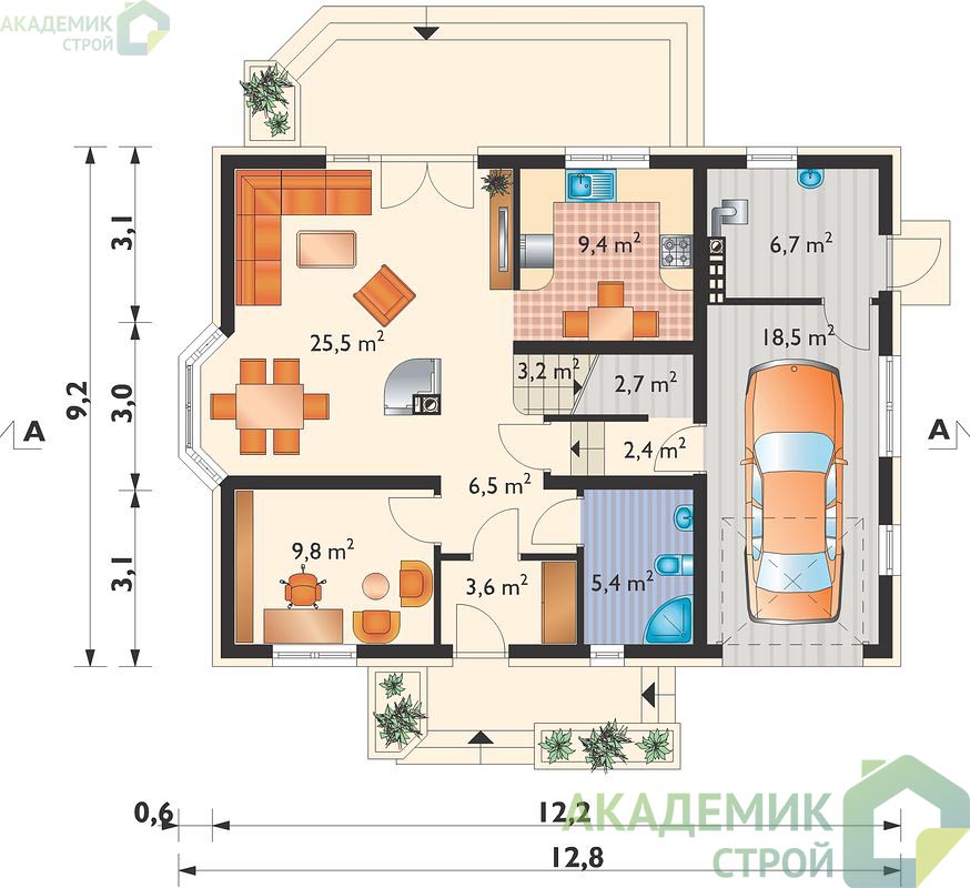 Двухэтажный дом 13х11 - 168.5 м2 — вид 2