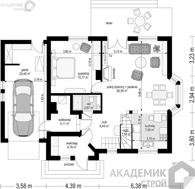 Двухэтажный дом 14х10 - 152.3 м2 — вид 3