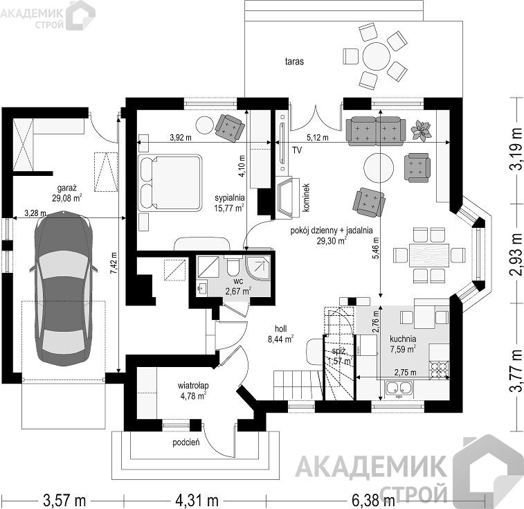 Двухэтажный дом 14х10 - 152.82 м2 — вид 3