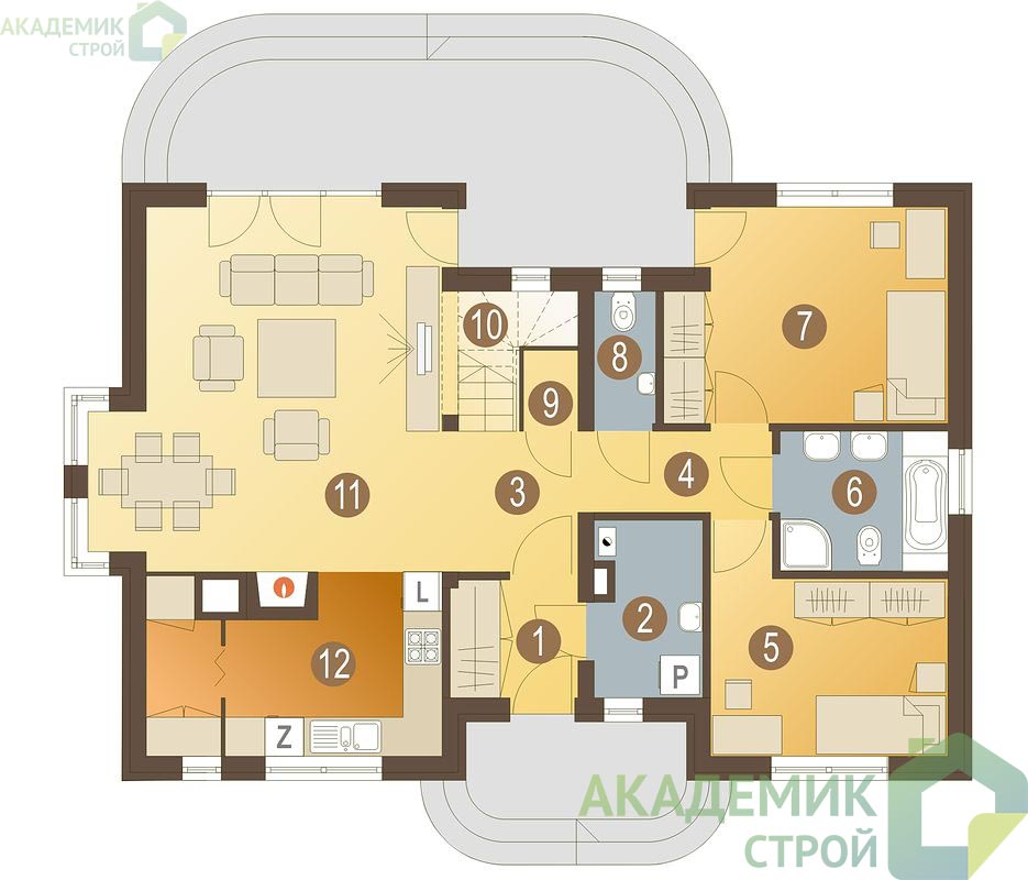 Двухэтажный дом 14х9 - 146.4 м2 — вид 3