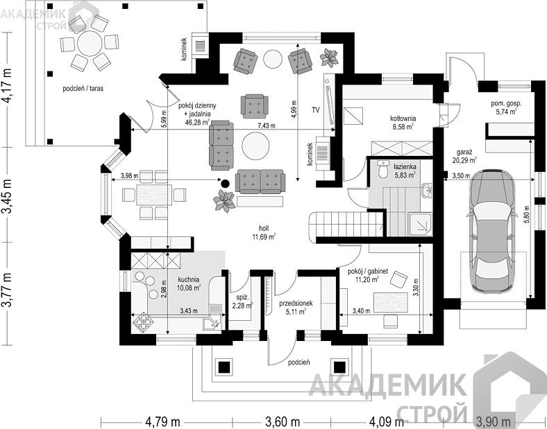 Двухэтажный дом 16х11 - 217.97 м2 — вид 3