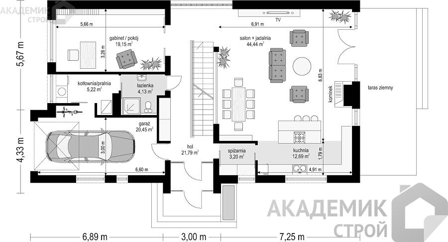 Двухэтажный дом 17х10 - 233.03 м2 — вид 3