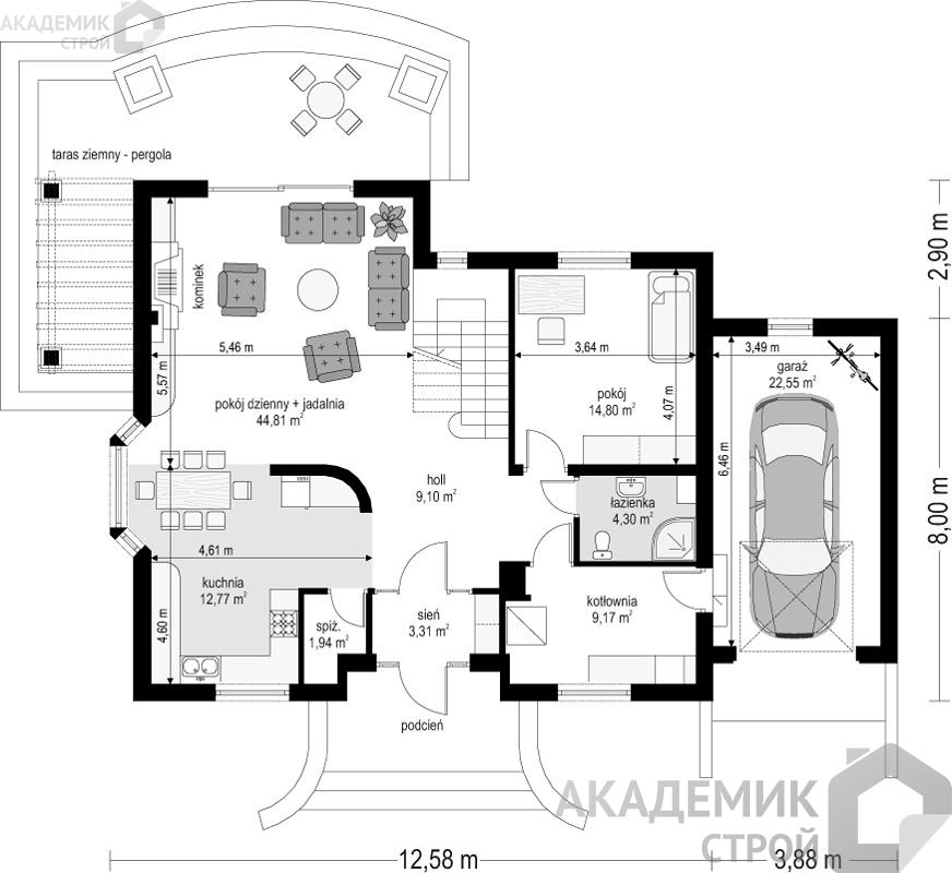 Двухэтажный дом 16х11 - 203.79 м2 — вид 3