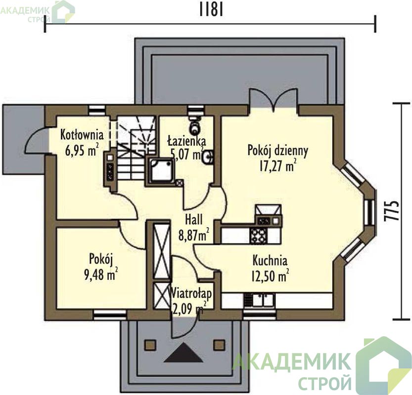 Двухэтажный дом 12х8 - 122.93 м2 — вид 3