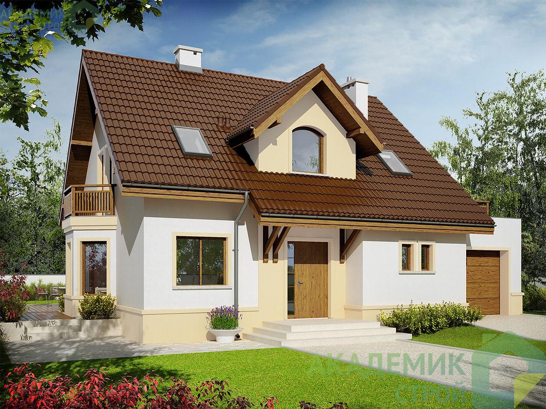 Двухэтажный дом 15х11 - 162.37 м2 — вид 1