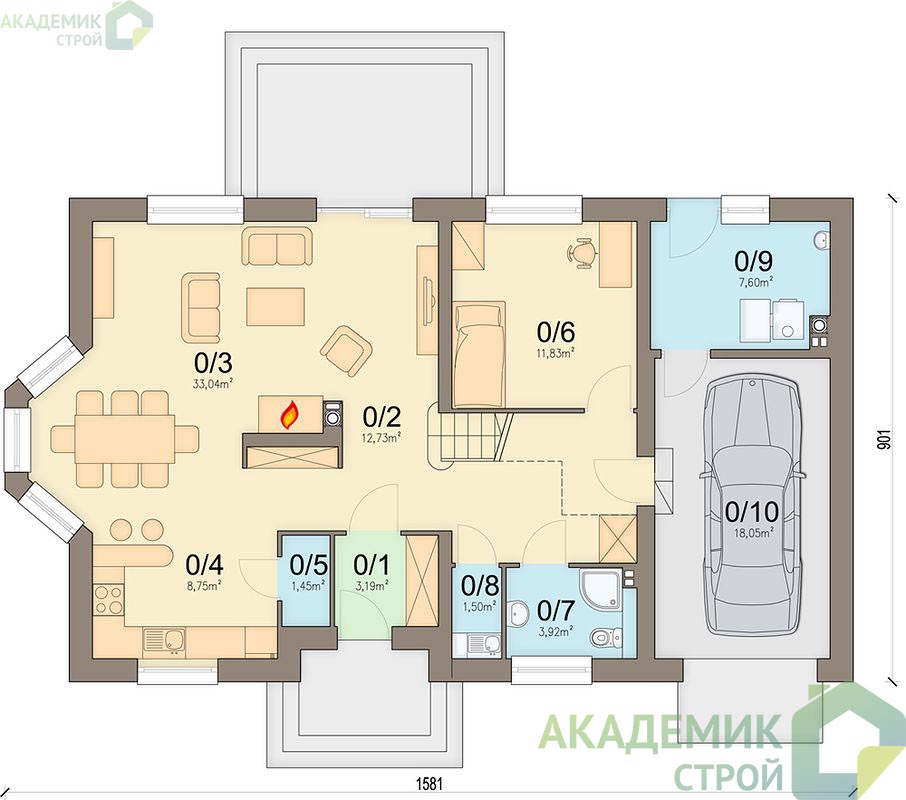 Двухэтажный дом 15х10 - 173.9 м2 — вид 3