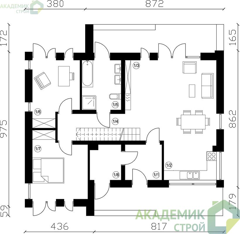 Двухэтажный дом 12х10 - 148.44 м2 — вид 3