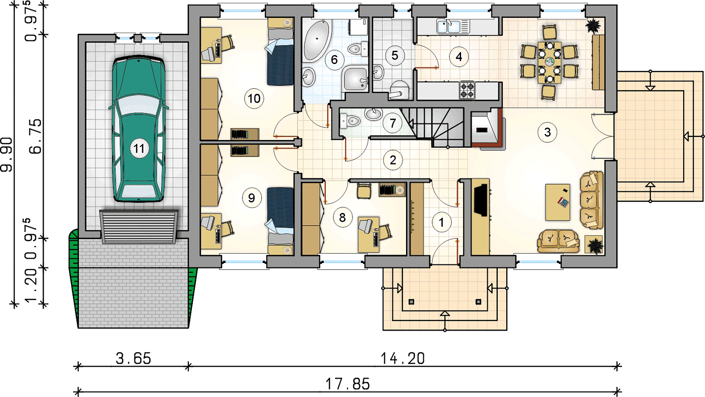 Двухэтажный дом 18х10 - 172.7 м2 — вид 3