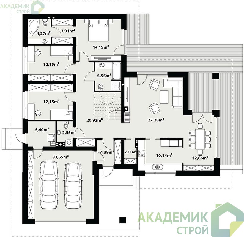 Двухэтажный дом 17х18 - 250.63 м2 — вид 3
