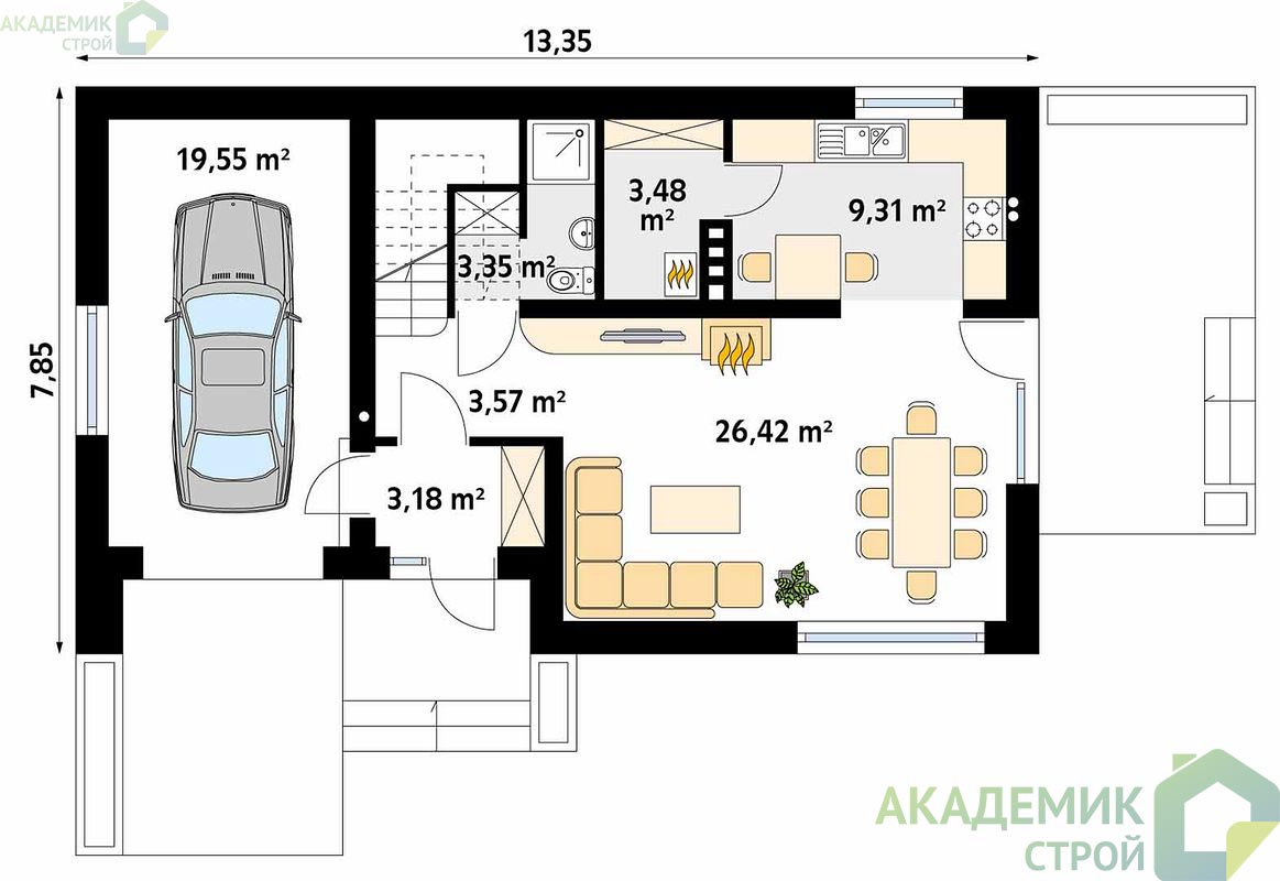 Двухэтажный дом 14х9 - 132.45 м2 — вид 3
