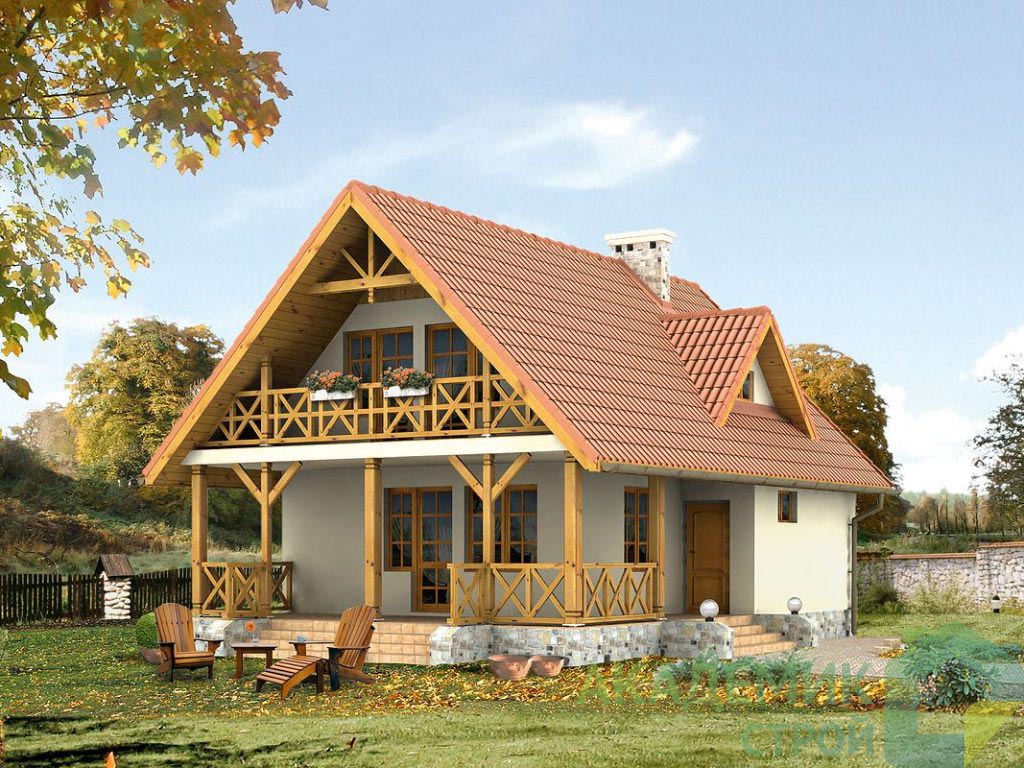 Проекты домов с мансардой и террасой