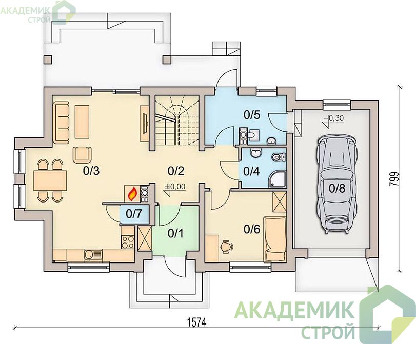 Двухэтажный дом 15х9 - 151.52 м2 — вид 3