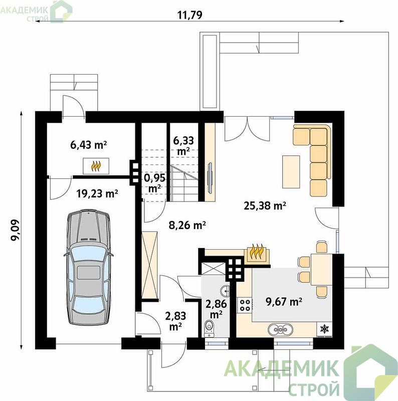 Двухэтажный дом 12х11 - 134.54 м2 — вид 3